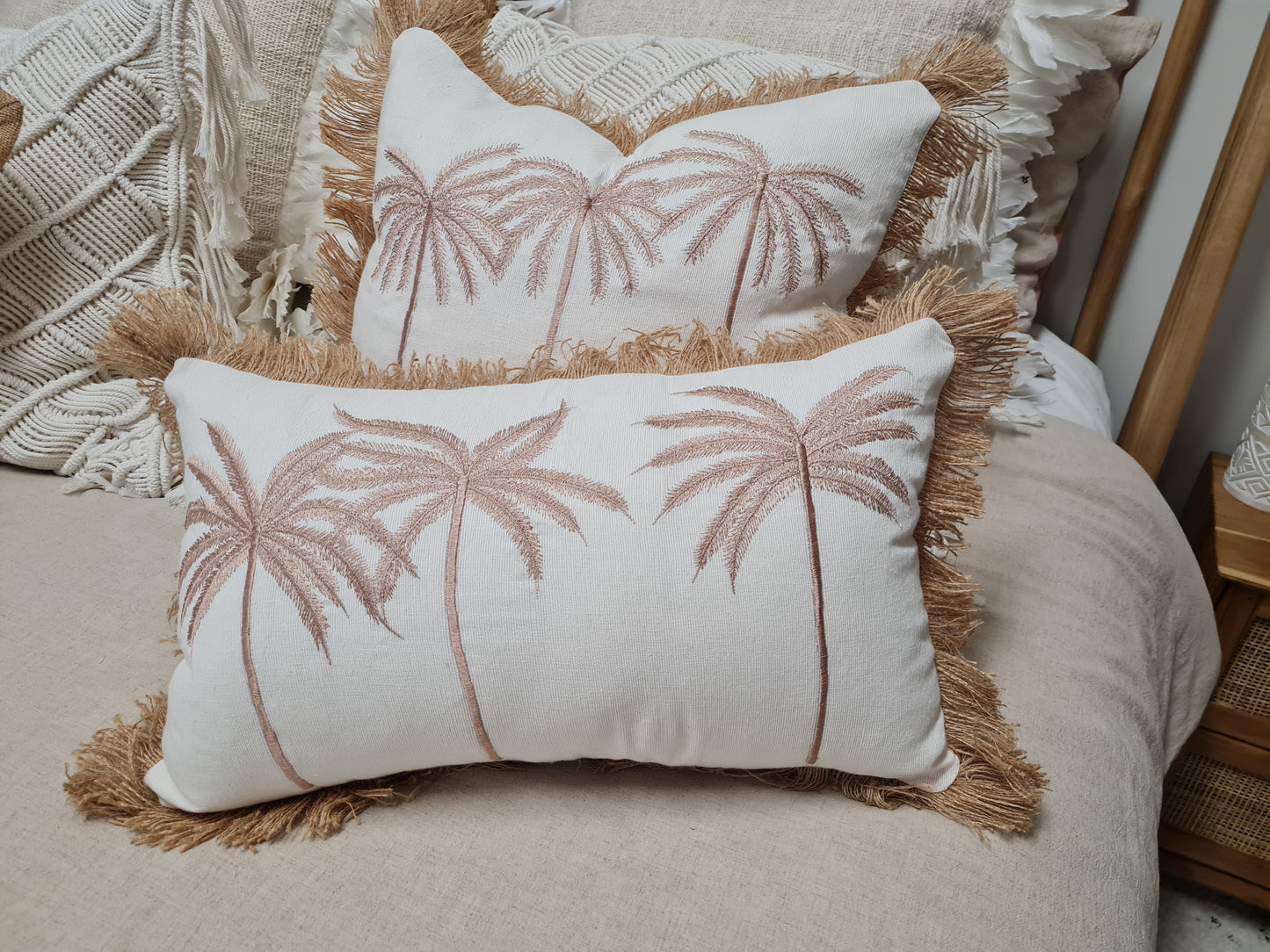 Cushion Cover 3 palm trees and fringe