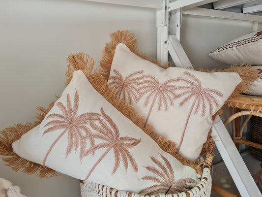 Cushion Cover 3 palm trees and fringe