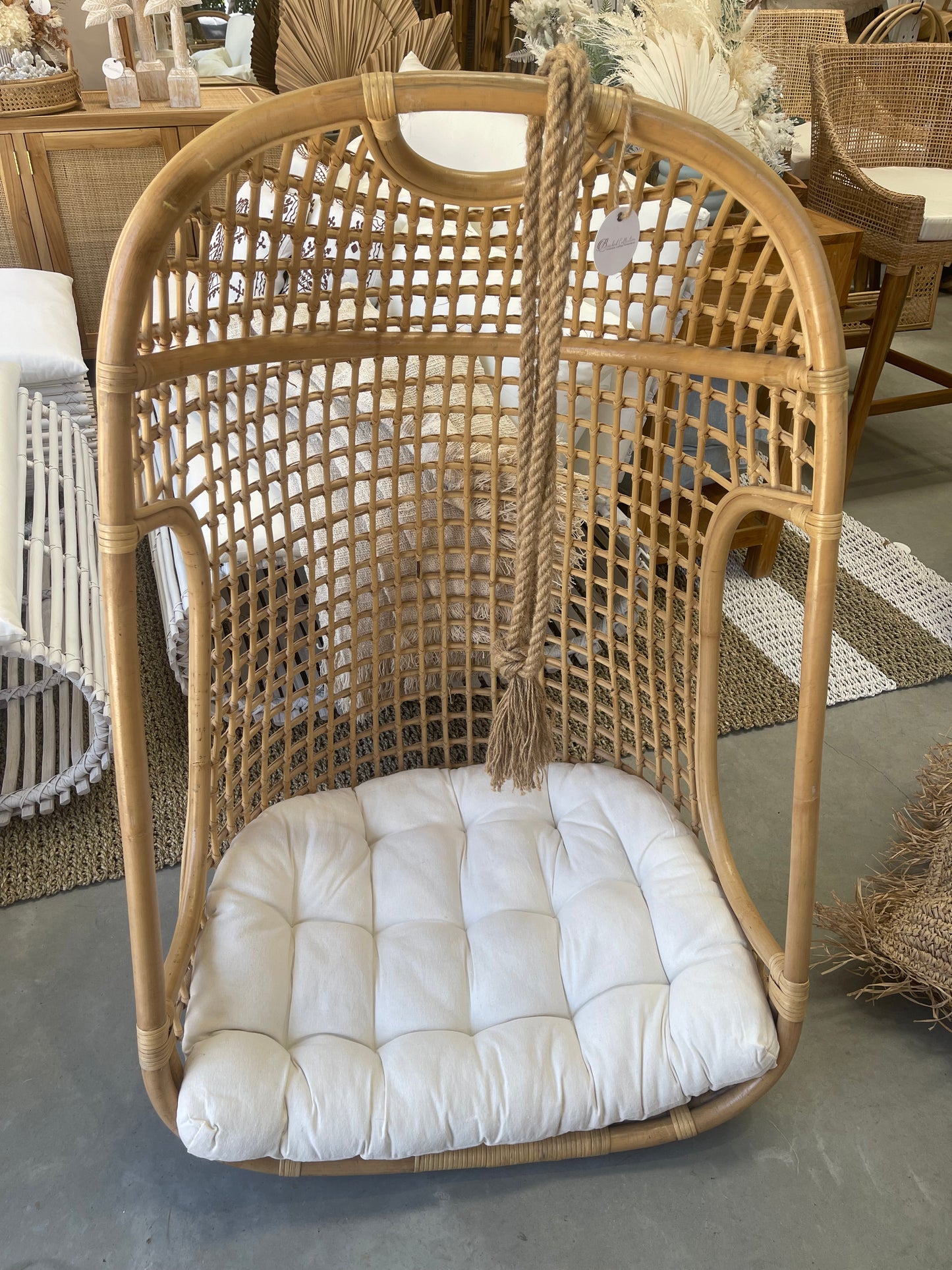 Basket Weave Cane Hanging Chair