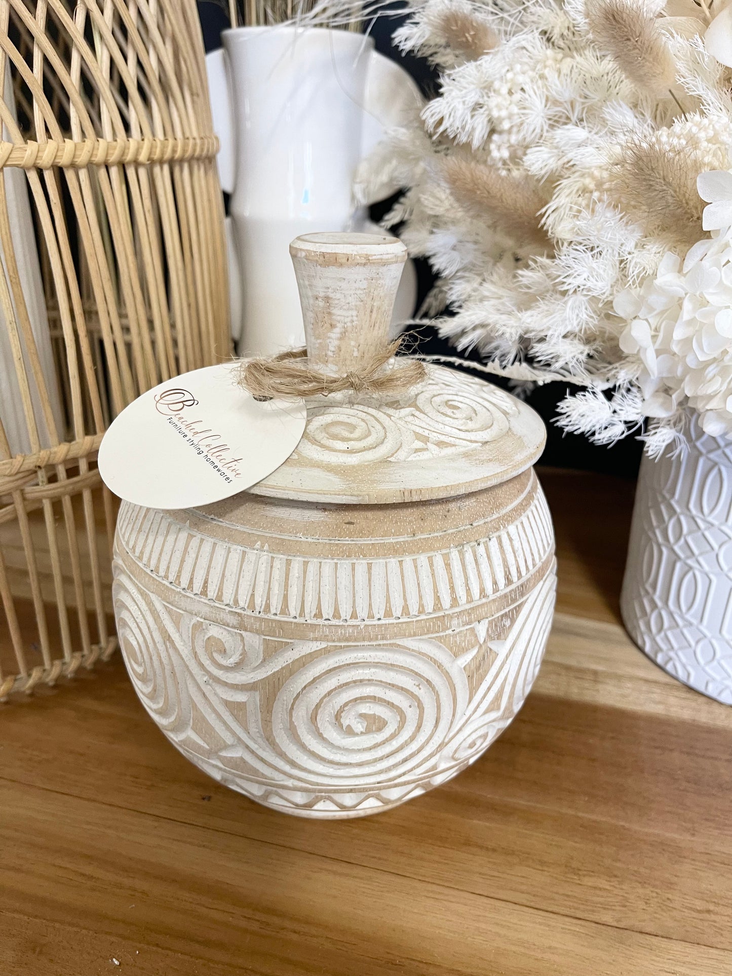 Carved Whitewash Bowl